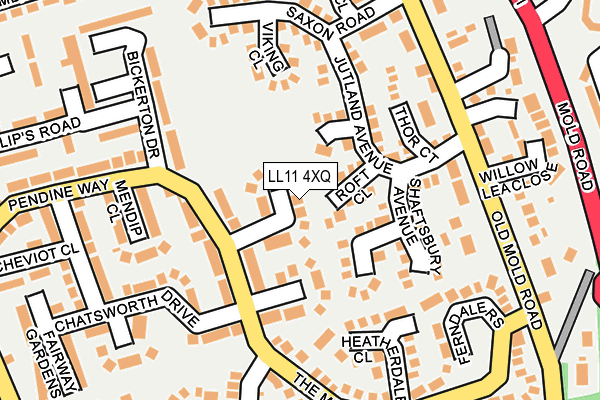 LL11 4XQ map - OS OpenMap – Local (Ordnance Survey)