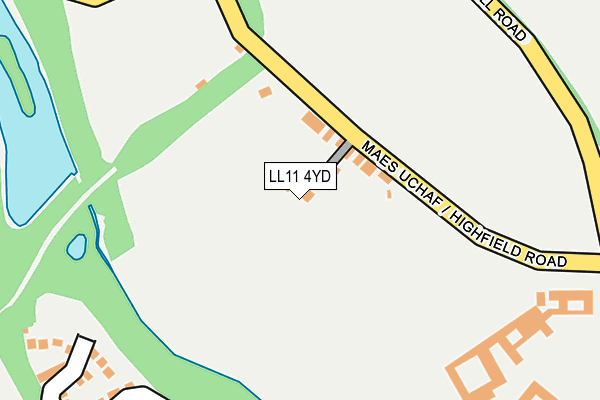 LL11 4YD map - OS OpenMap – Local (Ordnance Survey)