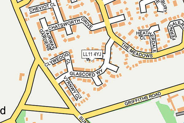 LL11 4YJ map - OS OpenMap – Local (Ordnance Survey)