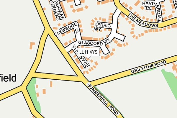 LL11 4YS map - OS OpenMap – Local (Ordnance Survey)