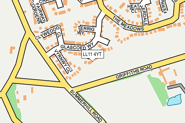 LL11 4YT map - OS OpenMap – Local (Ordnance Survey)