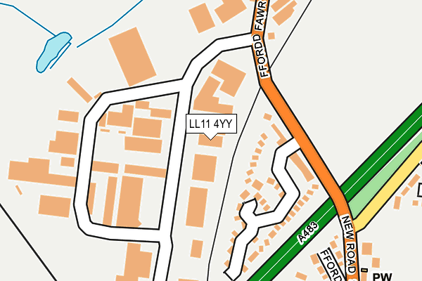 LL11 4YY map - OS OpenMap – Local (Ordnance Survey)