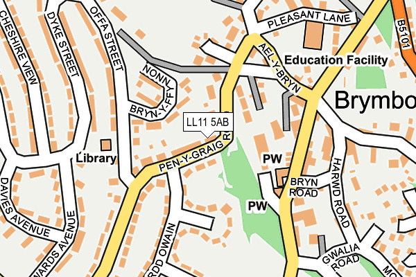 LL11 5AB map - OS OpenMap – Local (Ordnance Survey)