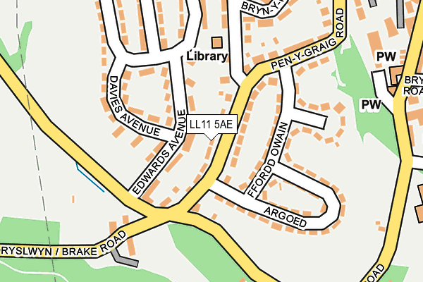 LL11 5AE map - OS OpenMap – Local (Ordnance Survey)