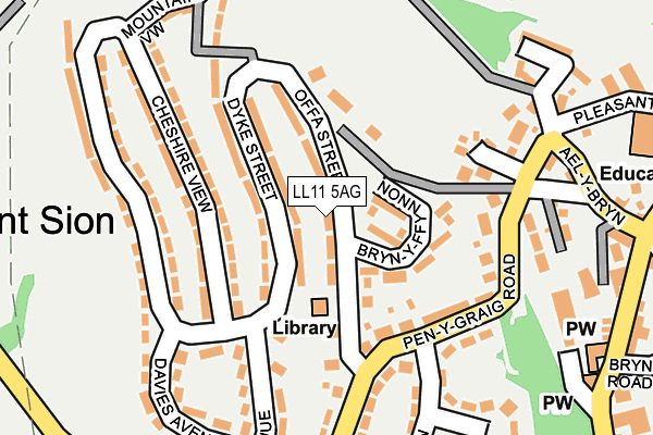 LL11 5AG map - OS OpenMap – Local (Ordnance Survey)