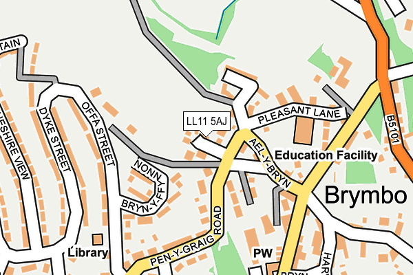 LL11 5AJ map - OS OpenMap – Local (Ordnance Survey)