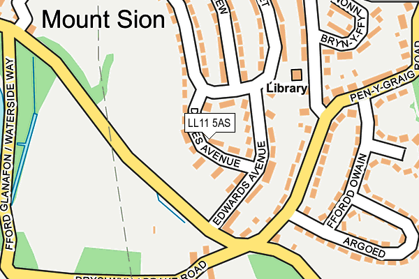 LL11 5AS map - OS OpenMap – Local (Ordnance Survey)