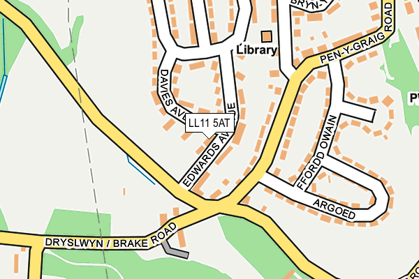 LL11 5AT map - OS OpenMap – Local (Ordnance Survey)