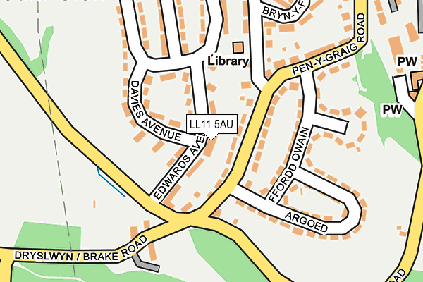 LL11 5AU map - OS OpenMap – Local (Ordnance Survey)