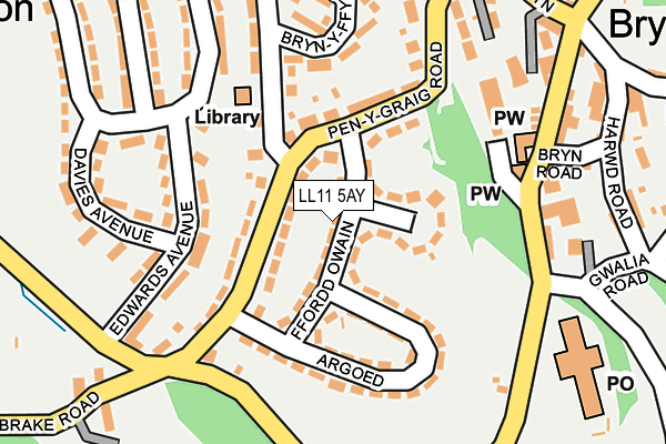 LL11 5AY map - OS OpenMap – Local (Ordnance Survey)