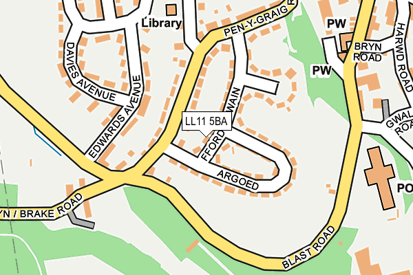 LL11 5BA map - OS OpenMap – Local (Ordnance Survey)