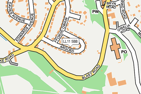 LL11 5BB map - OS OpenMap – Local (Ordnance Survey)