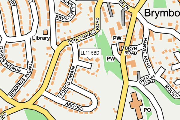 LL11 5BD map - OS OpenMap – Local (Ordnance Survey)