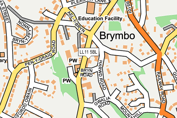 LL11 5BL map - OS OpenMap – Local (Ordnance Survey)