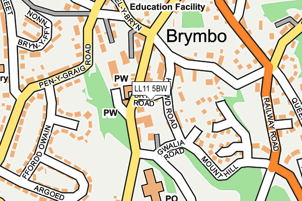 LL11 5BW map - OS OpenMap – Local (Ordnance Survey)