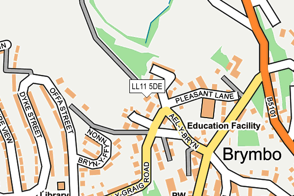 LL11 5DE map - OS OpenMap – Local (Ordnance Survey)