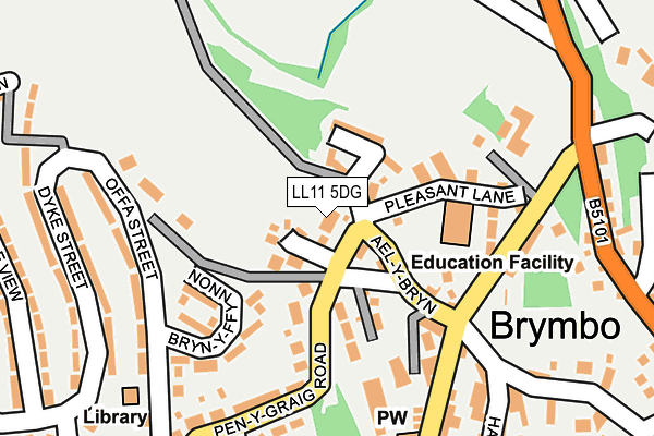 LL11 5DG map - OS OpenMap – Local (Ordnance Survey)