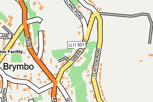 LL11 5DT map - OS OpenMap – Local (Ordnance Survey)