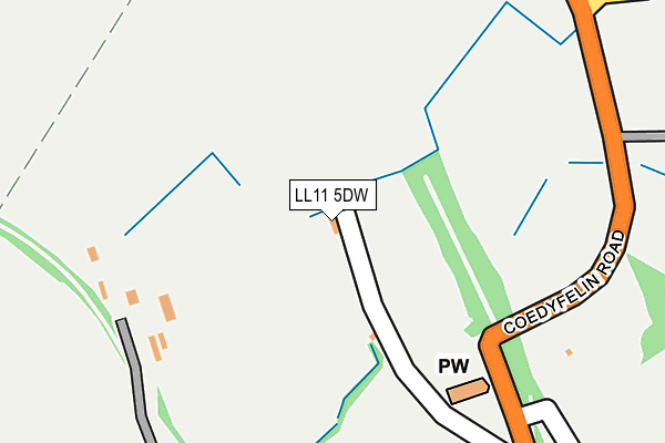 LL11 5DW map - OS OpenMap – Local (Ordnance Survey)
