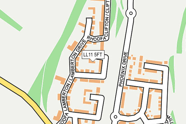 LL11 5FT map - OS OpenMap – Local (Ordnance Survey)