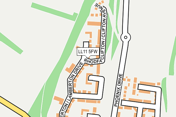 LL11 5FW map - OS OpenMap – Local (Ordnance Survey)