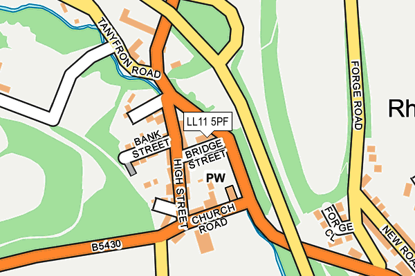 LL11 5PF map - OS OpenMap – Local (Ordnance Survey)