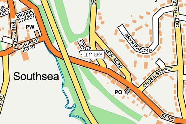 LL11 5PS map - OS OpenMap – Local (Ordnance Survey)