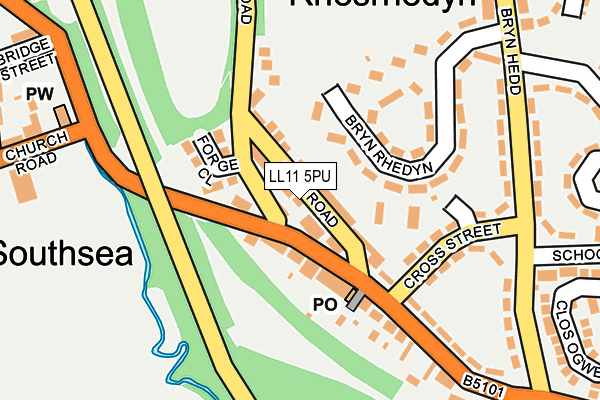 LL11 5PU map - OS OpenMap – Local (Ordnance Survey)