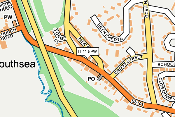 LL11 5PW map - OS OpenMap – Local (Ordnance Survey)