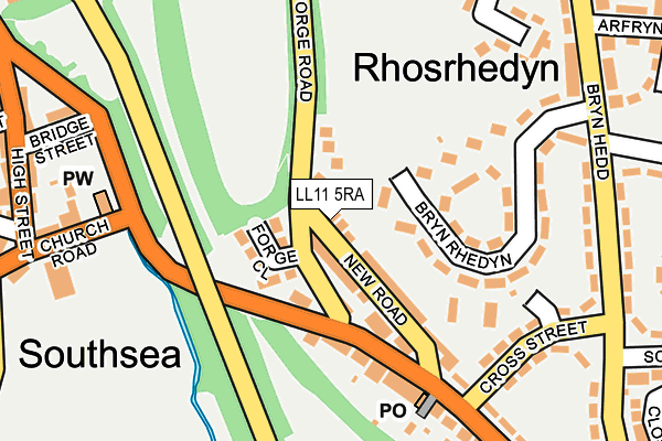 LL11 5RA map - OS OpenMap – Local (Ordnance Survey)
