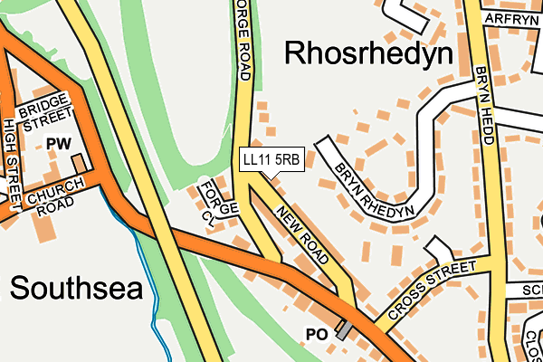 LL11 5RB map - OS OpenMap – Local (Ordnance Survey)