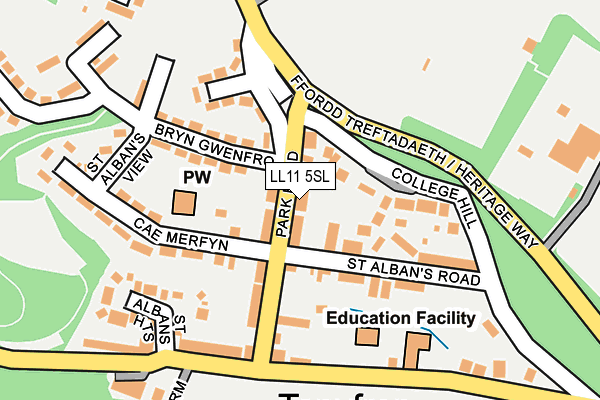 LL11 5SL map - OS OpenMap – Local (Ordnance Survey)