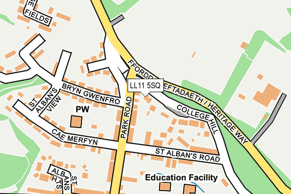 LL11 5SQ map - OS OpenMap – Local (Ordnance Survey)