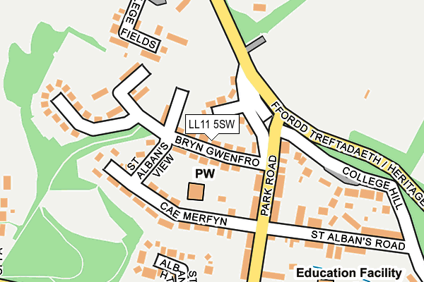 LL11 5SW map - OS OpenMap – Local (Ordnance Survey)