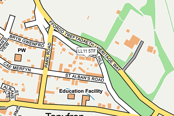 LL11 5TF map - OS OpenMap – Local (Ordnance Survey)