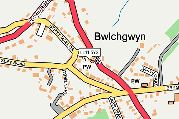 LL11 5YS map - OS OpenMap – Local (Ordnance Survey)