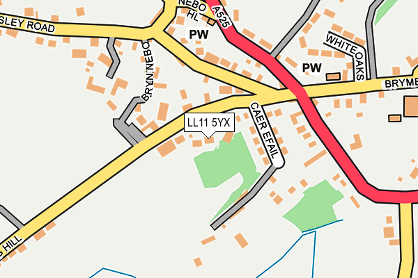 LL11 5YX map - OS OpenMap – Local (Ordnance Survey)