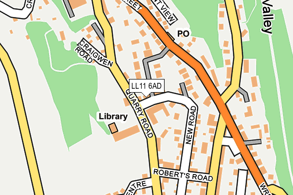 LL11 6AD map - OS OpenMap – Local (Ordnance Survey)