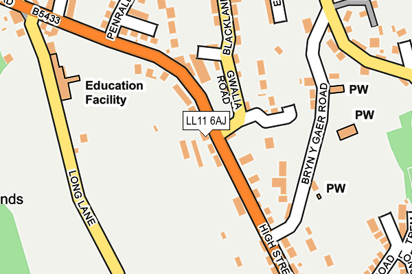LL11 6AJ map - OS OpenMap – Local (Ordnance Survey)