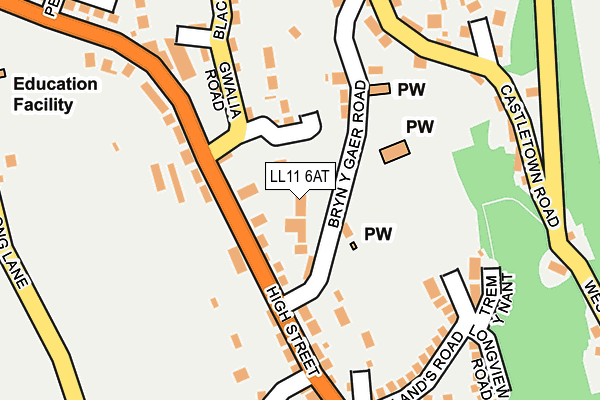 LL11 6AT map - OS OpenMap – Local (Ordnance Survey)