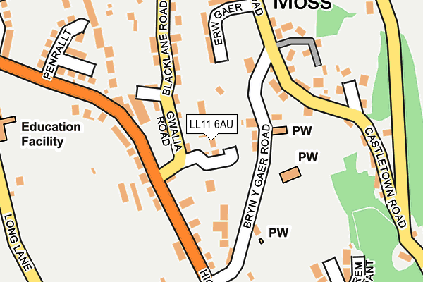 LL11 6AU map - OS OpenMap – Local (Ordnance Survey)