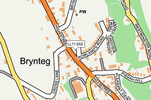 LL11 6AX map - OS OpenMap – Local (Ordnance Survey)