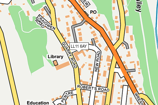 LL11 6AY map - OS OpenMap – Local (Ordnance Survey)