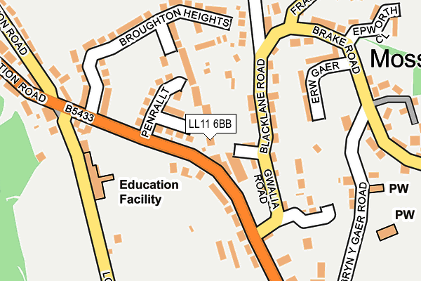 LL11 6BB map - OS OpenMap – Local (Ordnance Survey)