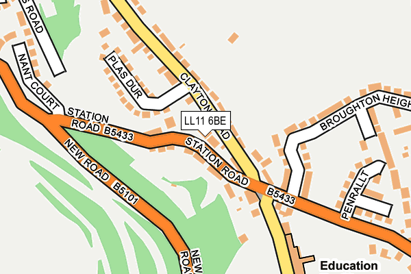 LL11 6BE map - OS OpenMap – Local (Ordnance Survey)