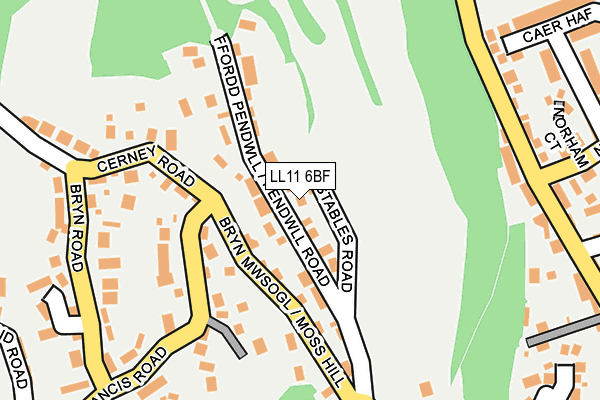 LL11 6BF map - OS OpenMap – Local (Ordnance Survey)
