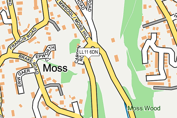 LL11 6DN map - OS OpenMap – Local (Ordnance Survey)