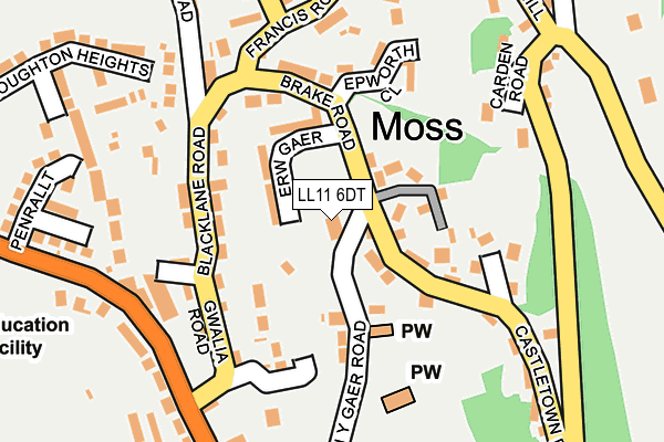 LL11 6DT map - OS OpenMap – Local (Ordnance Survey)