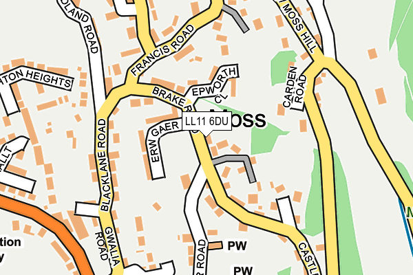 LL11 6DU map - OS OpenMap – Local (Ordnance Survey)