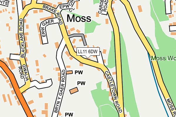 LL11 6DW map - OS OpenMap – Local (Ordnance Survey)